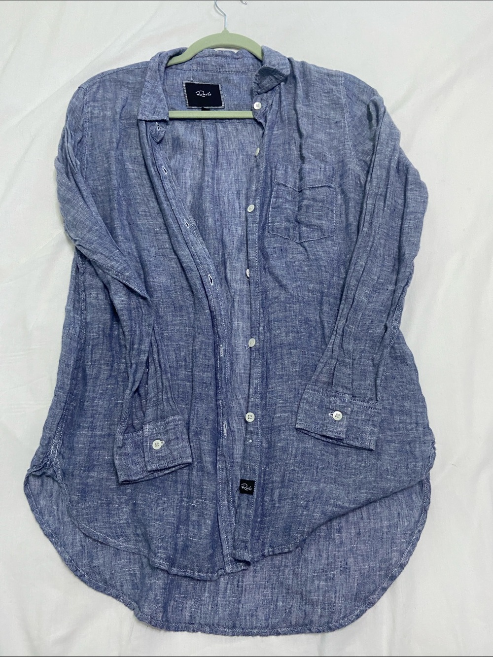 Rails Women’s Blue Button-Down Linen Shirt